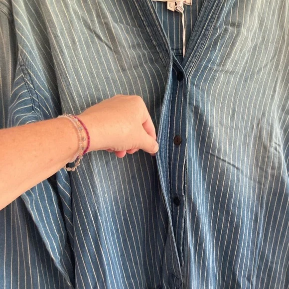 Free People Sandrine Rose Striped Blue Denim Jumpsuit - Picture 5 of 9